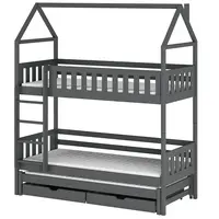 Poschodová posteľ Domček Iga 90x200 grafit