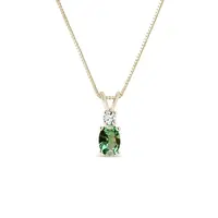 Zlatý náhrdelník so zeleným turmalínom a briliantom KLENOTA