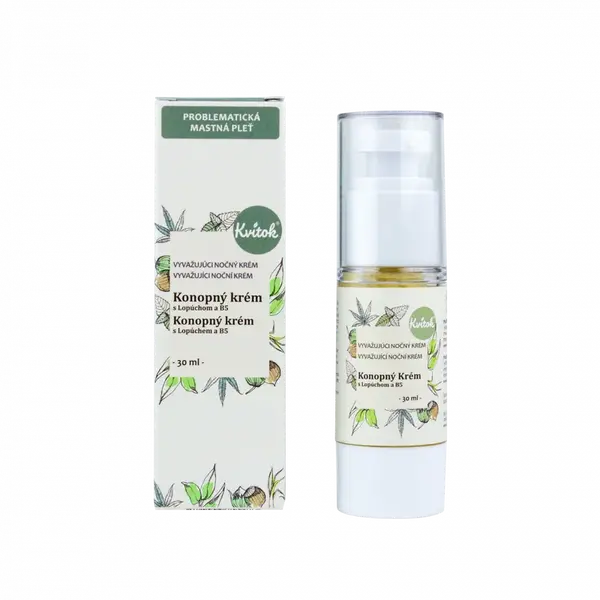 Kvitok Noční konopný krém pro mastnou pleť (30 ml)