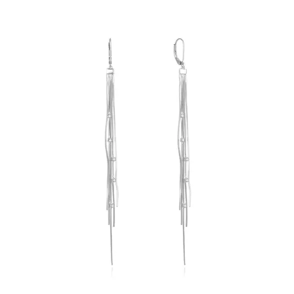 Beneto Dlouhé stříbrné řetízkové náušnice se zirkony AGUC2695