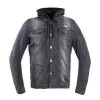 Pánská jeansová letní moto bunda W-TEC Kafec s kapucí černá 5XL