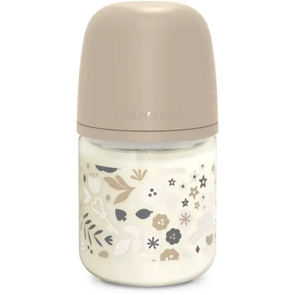 Suavinex Wonderland SX Pro Physiological Anti-Colic Glass sklenená dojčenská fľaša S Slow Flow 0 m+ Liberty Cream 120 ml