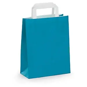 50 x Světlá kraftová taška modrá 260 x350 x120 mm | RAJA