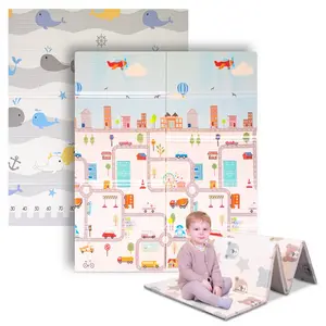 Skládací dětská podložka inSPORTline Michlino 180x160x1,2 cm Město/Velryby