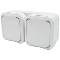 Zásuvka dvojitá na omítku Aqua Pro IP55 vodotěsná bílá kryt bílý