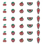 30Pcs 5 Styles Fruit Theme Felt Fabric with Glitter Sequins Iron on/Sew On Patches