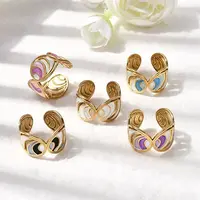 304 Stainless Steel Enamel Open Cuff Rings