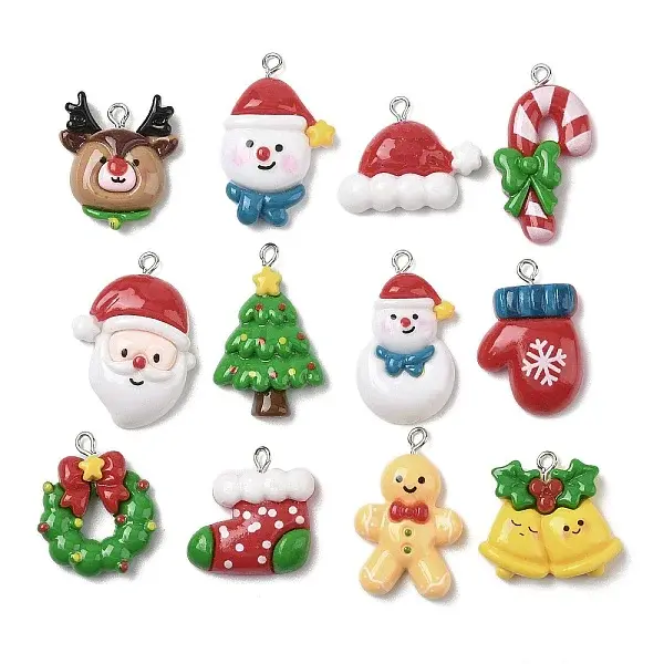 Christmas Theme Opaque Resin Pendants
