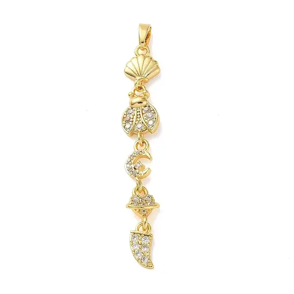 Brass Micro Pave Clear Cubic Zirconia Pendants