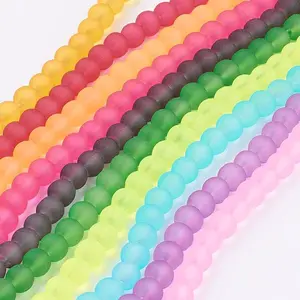 Baking Painted Frosted Glass Bead Strands