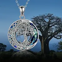 Alloy Pendant Moon & Tree of Life Necklace for Women