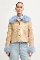 Bunda s příměsí vlny Never Fully Dressed béžová barva, NFDOU443