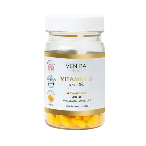 Venira kids Vitamin D pro děti ve formě kostiček pomeranč 120 tablet
