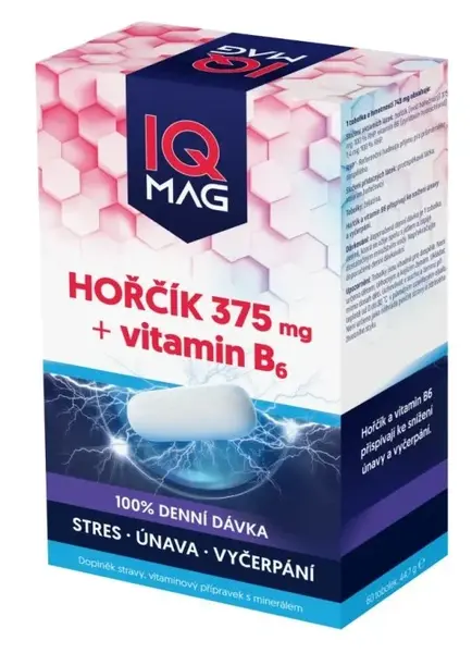 IQ MAG hořčík 375mg + vit.B6 60 kapslí