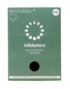 AllMatters Menstruační kalhotky s vysokým pasem vel. XXL 1 ks černé