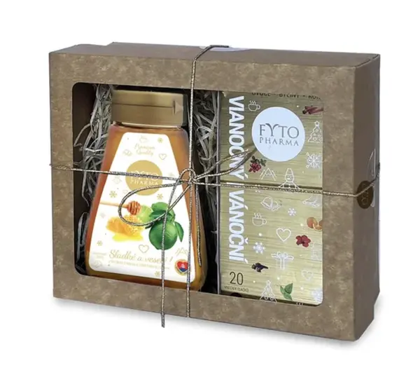 Vánoční dárková kazeta čaj a med s limetkou