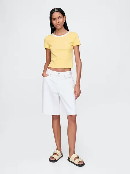 GAP Dámské Žebrované crop tričko 727444-06 Velikost: L