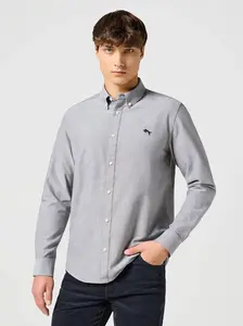 Pánská košile WRANGLER OXFORD SHIRT GREY 112357230 Velikost: L