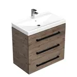 Kúpeľňová skrinka s čiernou úchytkou a umývadlom SAT Cube Way 80x76,5x46 cm dub Wellington mat CUBE46C803DWVER