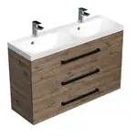 Kúpeľňová skrinka s čiernou úchytkou a umývadlom SAT Cube Way 120x76,5x40 cm dub Wellington mat CUBE2C1203DW