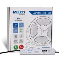 McLED LED páska - sada 5 m, 240 LED/m, NW, 6 W/m, DC 24V, 520 lm/m, CRI90, IP67, 10 mm, vodič 3 m ML-126.033.90.S05001