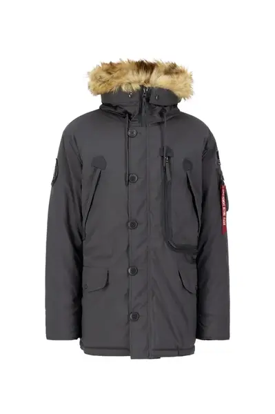 ALPHA INDUSTRIES Zimná parka 'Polar'  sivá / červená