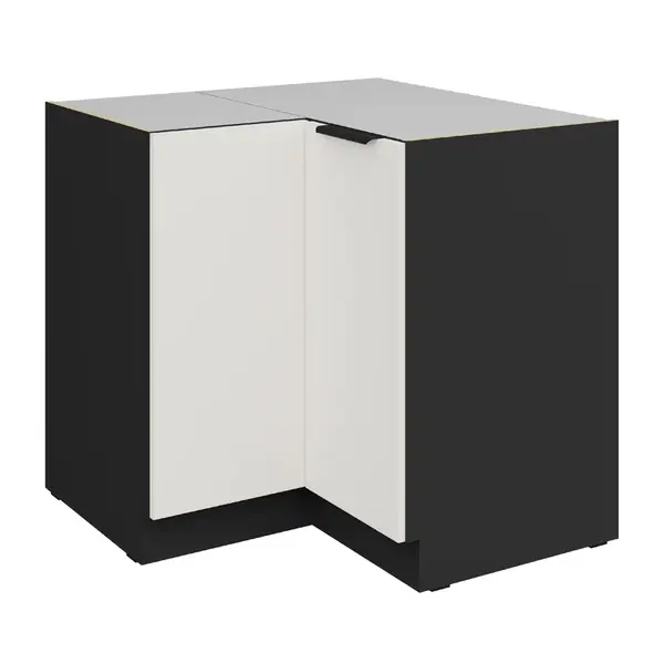 Spodní rohová skříňka Aria 90x90 DN 2F BB Barva korpusu: Černá, Barva dvířek: WH - Crystal white AFM