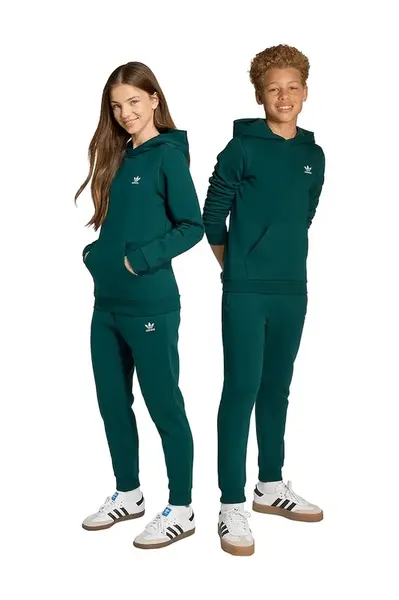 Dětské tepláky adidas Originals zelená barva, JX2745