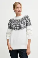 Svetr s příměsí vlny BOSS béžová barva, s pologolfem, 50549369