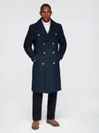 Ombre Men's navy double-breasted wool coat - navy blue