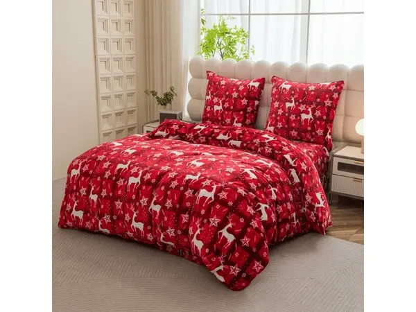 Mikroplyšové obliečky VELVET CHRISTMAS červené Rozmer obliečky: 70 x 90 cm | 140 x 200 cm