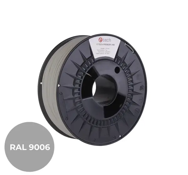 C-Tech 3DF-P-PLA1.75-9006 3D filament, PREMIUM LINE, PLA, bílý hliník, RAL9006, 1,75mm, 1kg