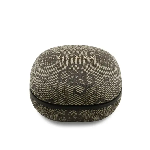 Bezdrátová sluchátka Guess PU 4G Script Logo ENC TWS, hnědá