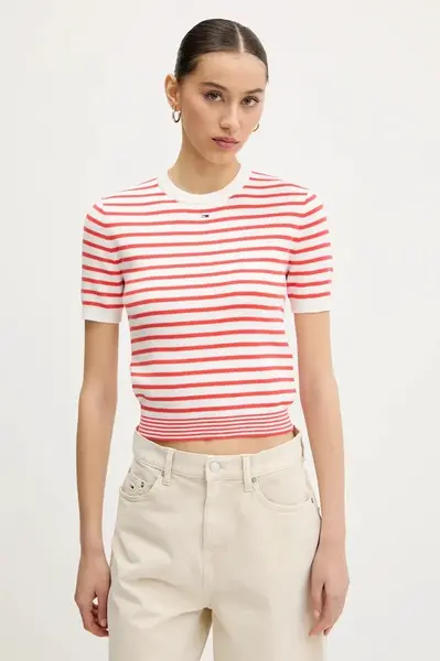 Tommy Jeans sveter s krátkym rukávom dámsky bavlnený