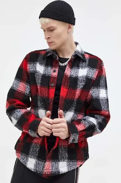 Košeľová bunda HUGO s vlnenou zmesou