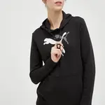 Tepláková mikina Puma čierna farba, s kapucňou, s potlačou
