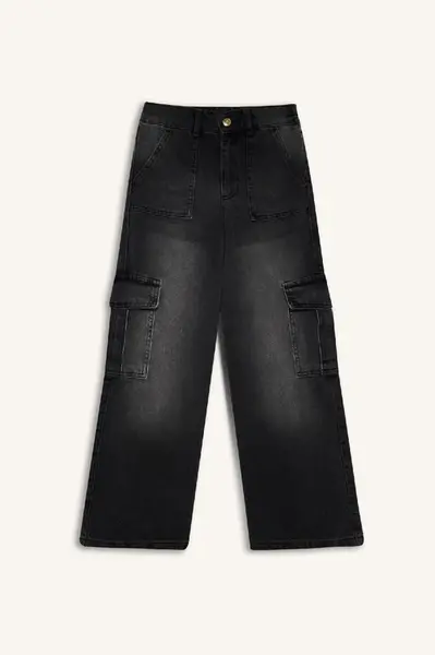 DEFACTO Girls Wide Leg Cargo Wide Leg Jeans