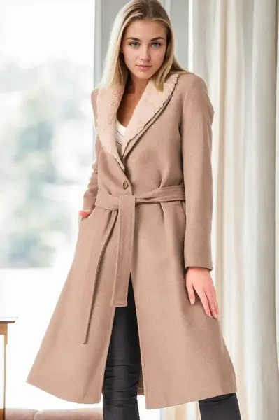 Z6671 DEWBERRY WOMEN'S COAT-BEIGE-1