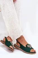 S. BARSKI Dámske sandále s zlatou ozdobou eko semišové S.Barski KV27-059 hnedé