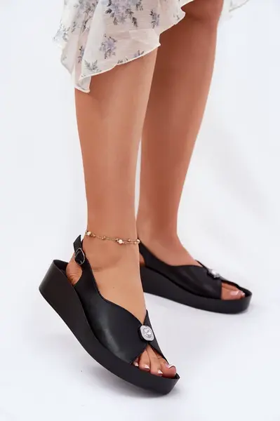 S. BARSKI Kožené Dámske Sandále Na Klíne A Platforme S.Barski