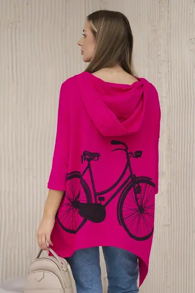 Sweatshirt with fuchsia bicycle print