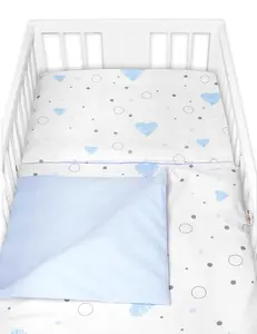 Baby Nellys Povlečení do postýlky, bavlna, 2D sada I love Boy, modrá/bílá