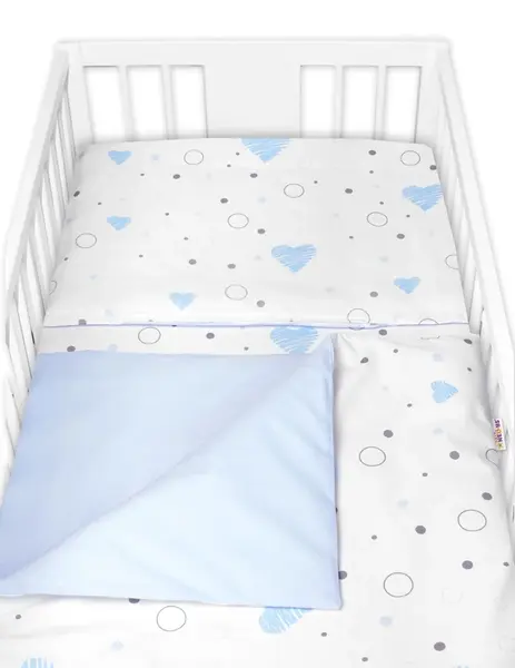 Baby Nellys Povlečení do postýlky, bavlna, 2D sada I love Boy, modrá/bílá
