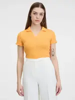 Oranžové dámske rebrované polo tričko ORSAY