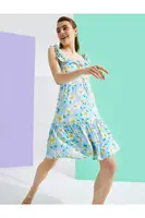 Koton Dámske modré vzorované šaty