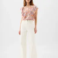 Biele dámske široké rifle s vysokým pásom GAP