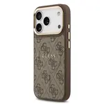 Zadní kryt Guess PU Leather 4G Gold Frame MagSafe  Apple pro iPhone 17 Pro, hnědá