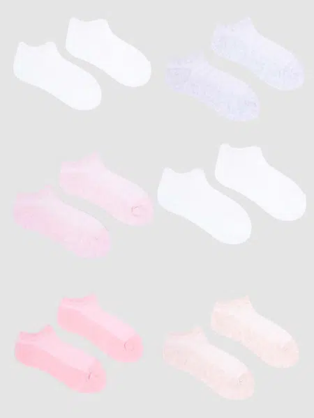 Yoclub Kids's Girls' Ankle Thin Cotton Socks Basic Plain Colours 6-pack SKS-0027G-0000