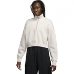 Nike NSW PHNX FLC QZ CROP Dámska mikina, biela, veľkosť