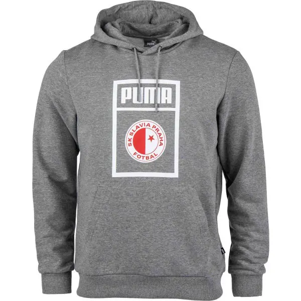 Puma SLAVIA PRAGUE GRAPHIC HOODY Pánska mikina, sivá, veľkosť